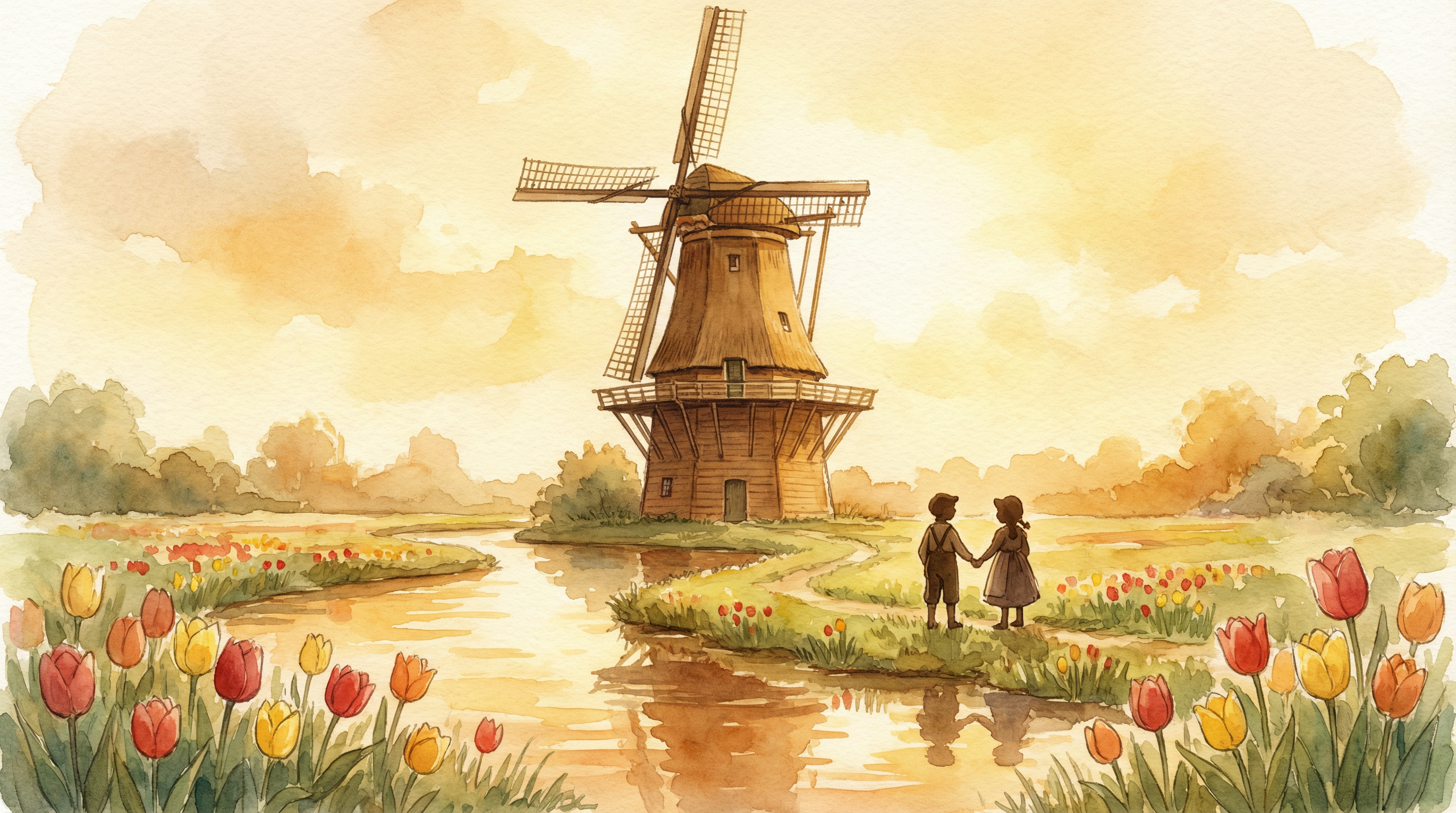 Eine Windmühle in Alt-Amsterdam